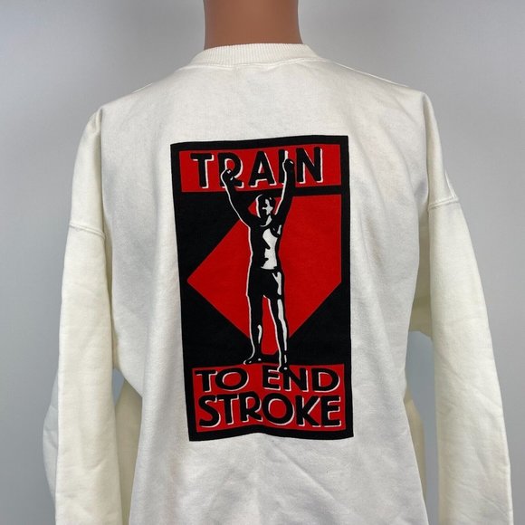 American Heart Association Train To End Stroke Crewneck Sweatshirt Vtg 90s XL - Picture 1 of 4